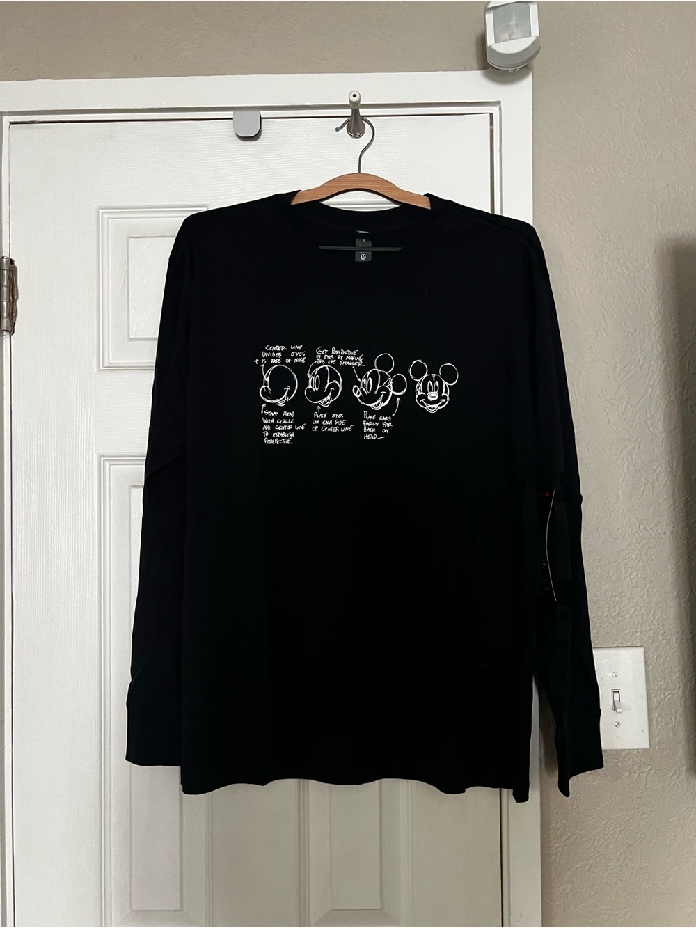 lululemon athletica Disney Black Long-Sleeve Shirt with White mickey Sketch
